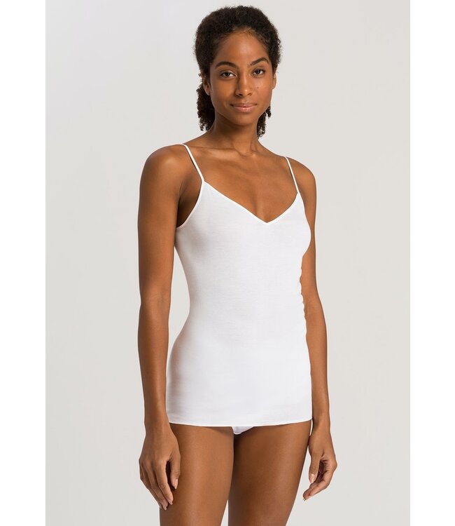 Cotton Seamless Spaghetti Top V-Shape White (071601)