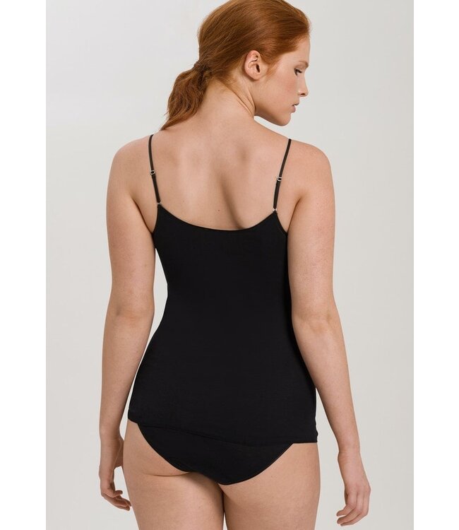 Cotton Seamless Spaghetti Top V-Shape Black (071601)