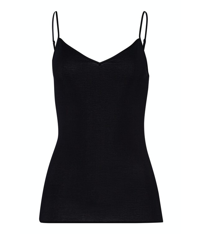 Cotton Seamless Spaghetti Top V-Shape Black (071601)