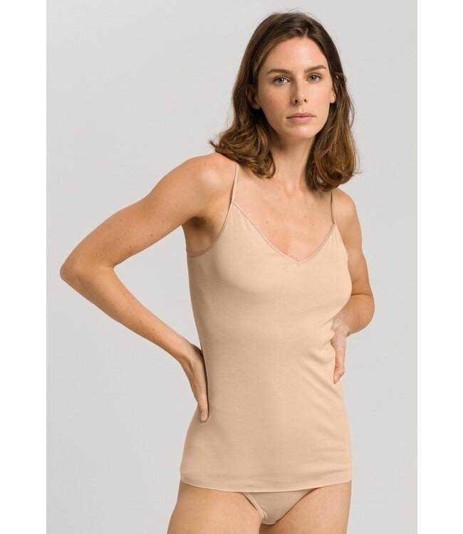 Cotton Seamless Spaghetti Top V-Shape Beige (071601)