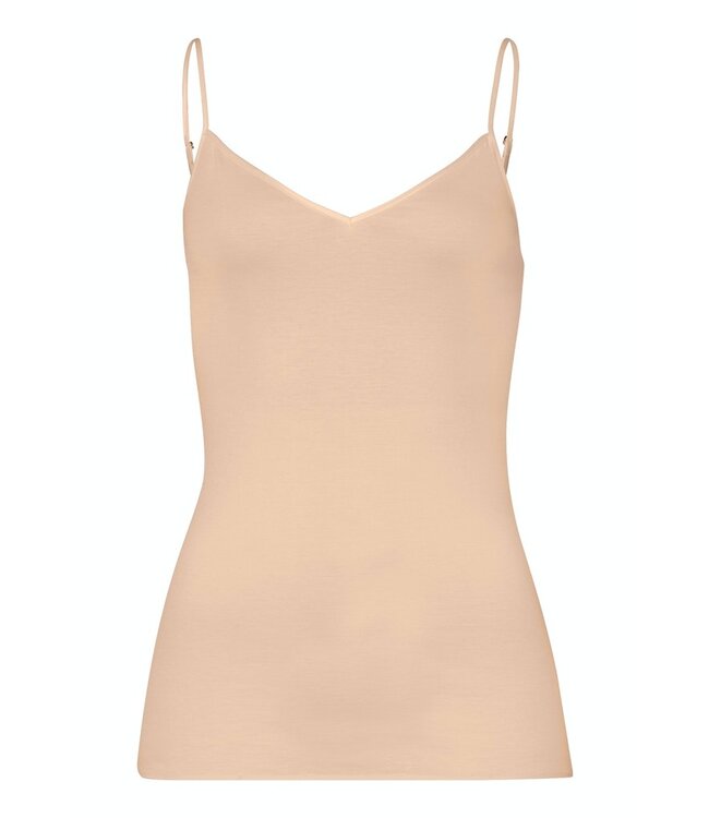 Cotton Seamless Spaghetti Top V-Shape Beige (071601)