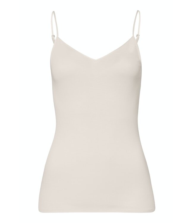 Hanro Cotton Seamless Spaghetti Top V-Shape Pale Cream (071601)