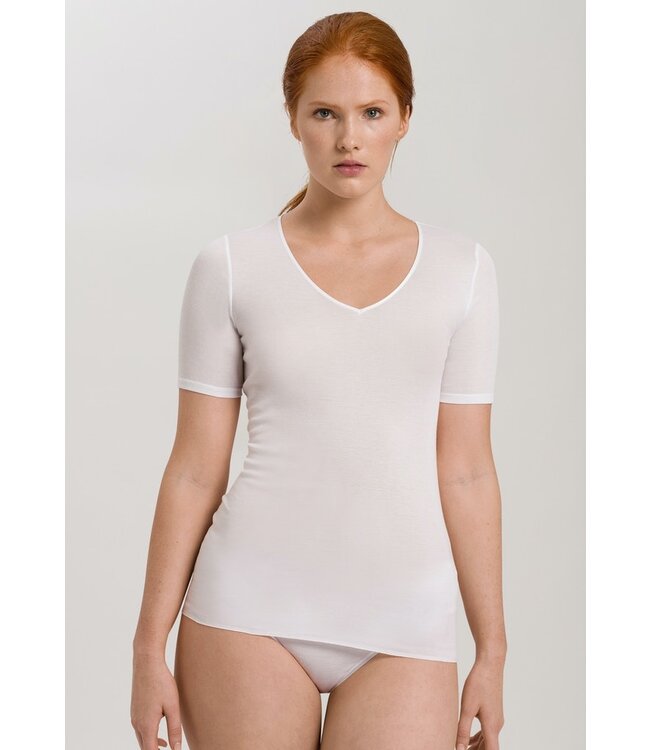 Cotton Seamless Shirt V-Neck White