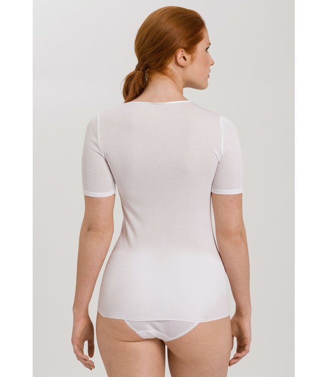 Hanro Cotton Seamless Shirt V-Neck Black (071603)