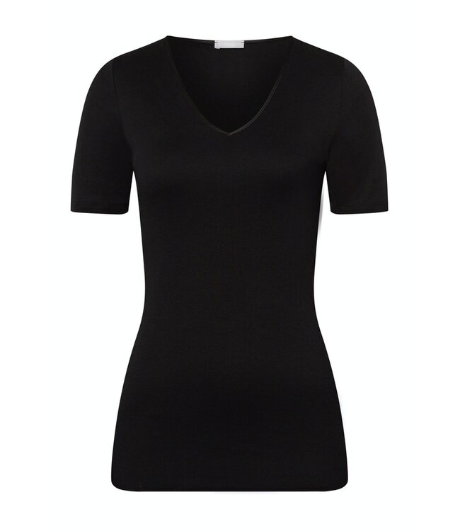 Cotton Seamless Shirt V-Neck Black (071603)