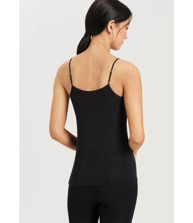 Hanro Pure Silk Spaghetti Top Black (071716)