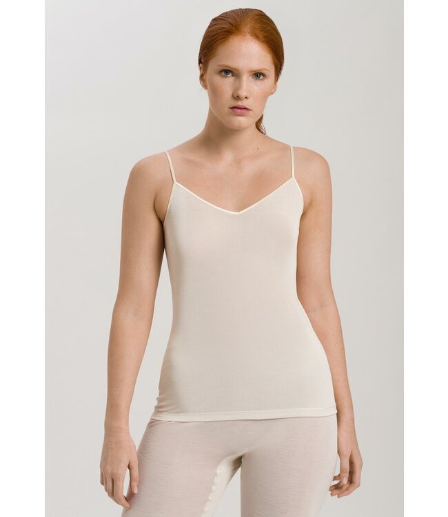 Hanro Pure Silk Spaghetti Top Pale Cream