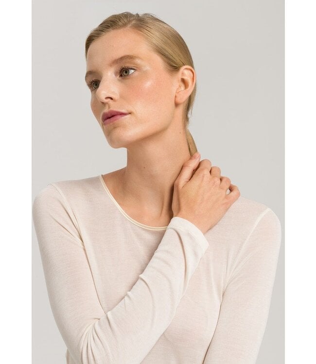 Hanro Pure Silk Long Sleeve Shirt Pale Cream (071719)