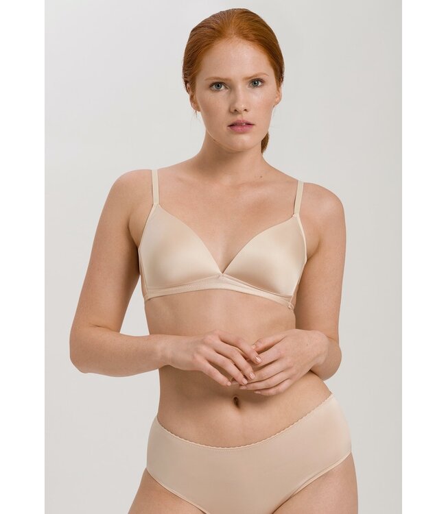 Satin Deluxe Padded Soft Cup Bra Natural