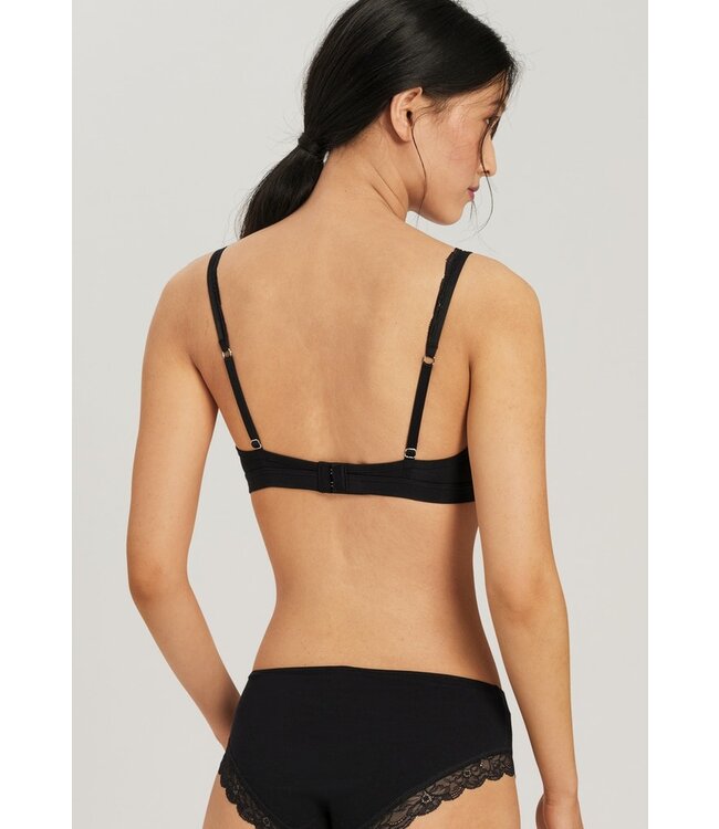 Hanro Cotton Lace Soft Cup Bra White Black (072431)