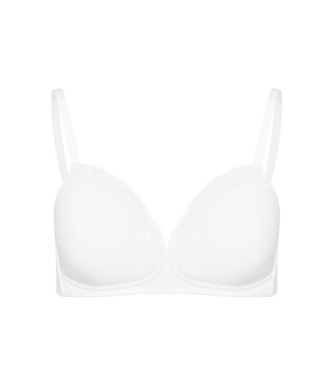 Cotton Lace Light Padded Soft Cup Bra White (072432)