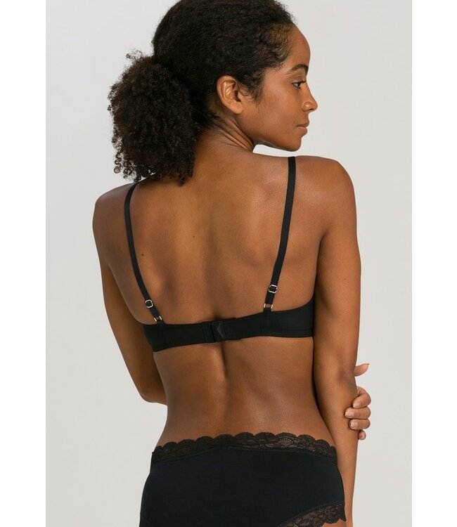 Hanro Cotton Lace Light Padded Soft Cup Bra Black (072432)