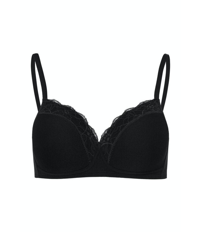 Hanro Cotton Lace Light Padded Soft Cup Bra Black (072432)