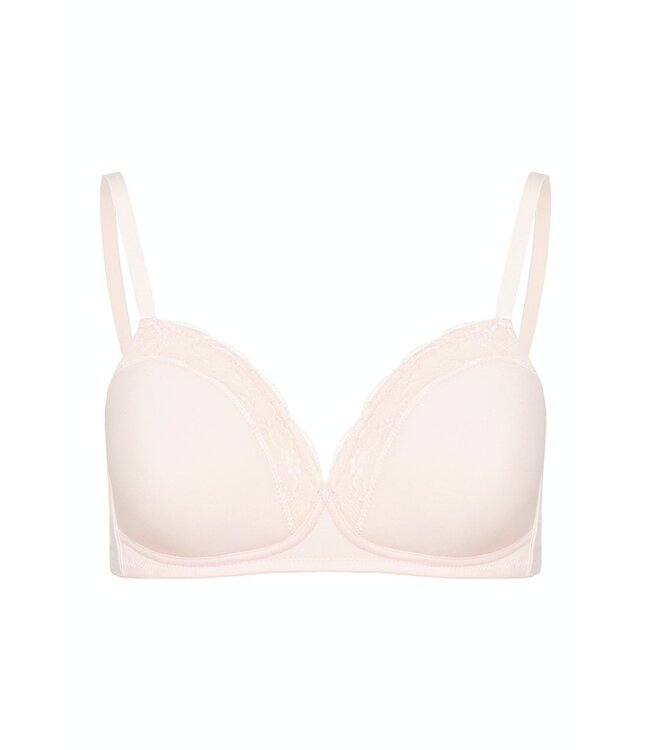 Hanro Cotton Lace Light Padded Soft Cup Bra Powder (072432)