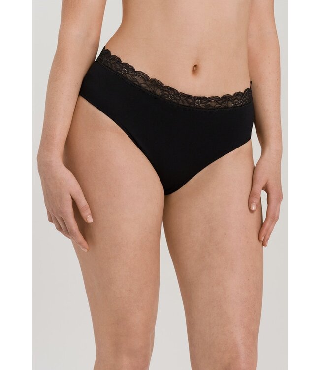 Hanro Cotton Lace Maxi Brief Black (072436)