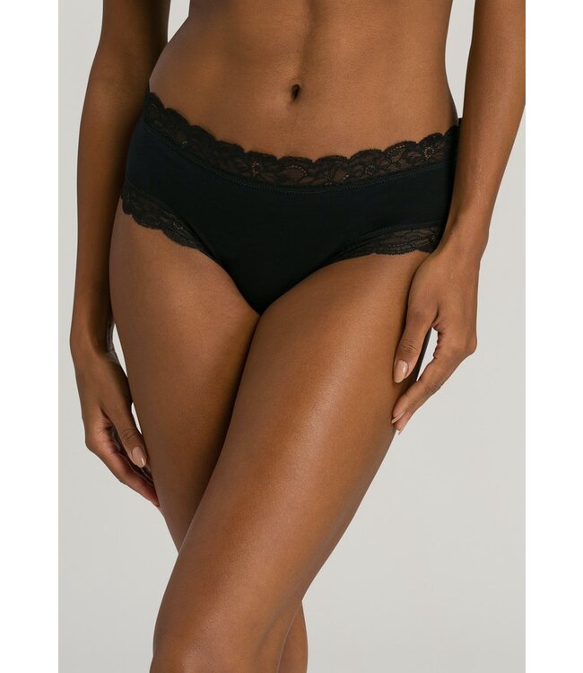 Hanro Cotton Lace Hipster Black