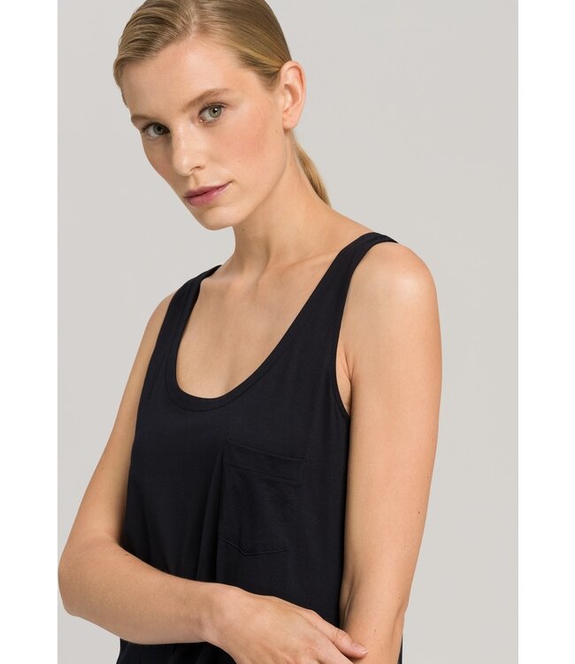 Hanro Cotton Deluxe Sleeveless Nightdress Black (077951)