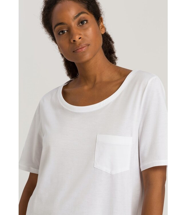 Hanro Cotton Deluxe Short Sleeve Nightdress White  (077953)