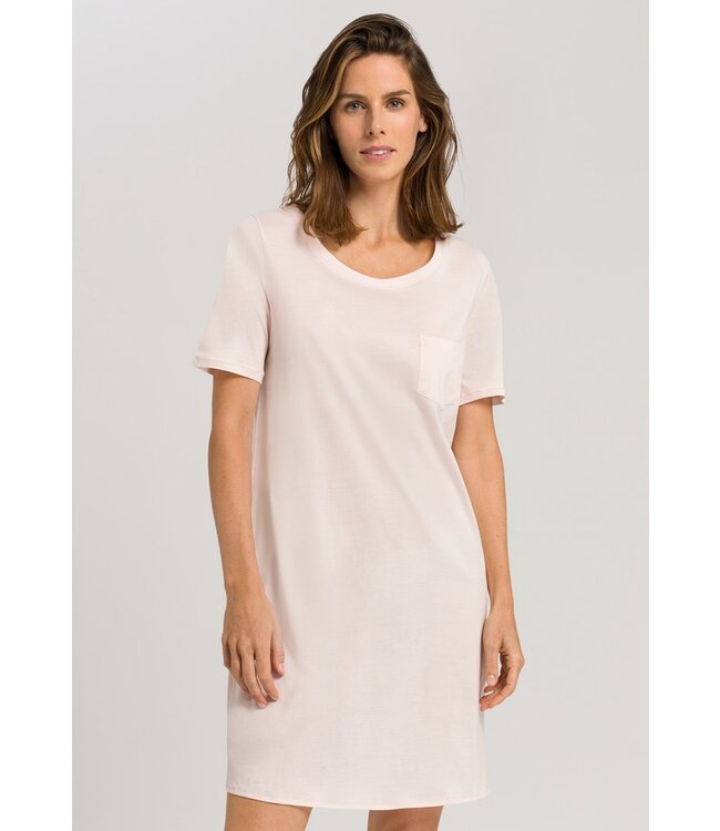 Hanro Cotton Deluxe Short Sleeve Nightdress Chrystal Pink