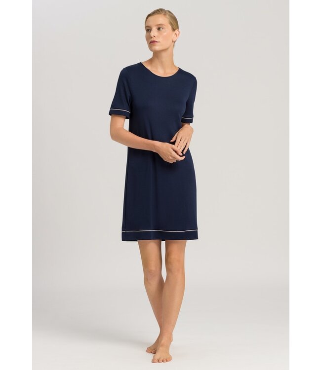 Hanro Natural Comfort Short Sleeve Nightdress Deep Navy (077963)