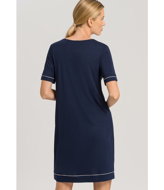 Hanro Natural Comfort Short Sleeve Nightdress Deep Navy (077963)