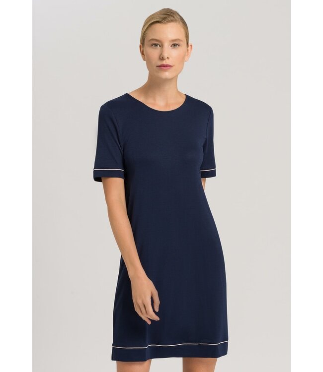 Hanro Natural Comfort Short Sleeve Nightdress Deep Navy