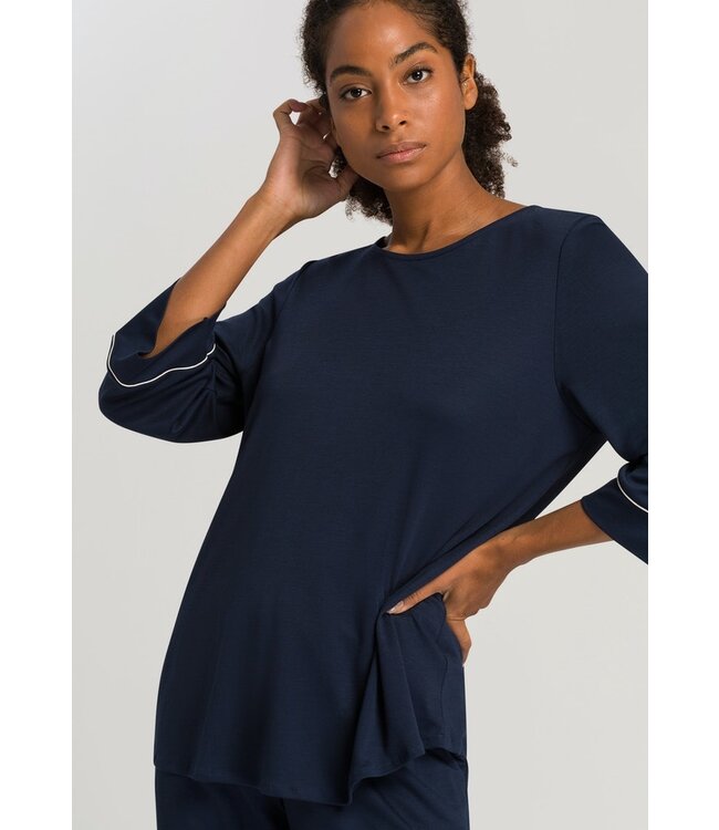 Hanro Natural Comfort Crop Pajama Deep Navy (077965)