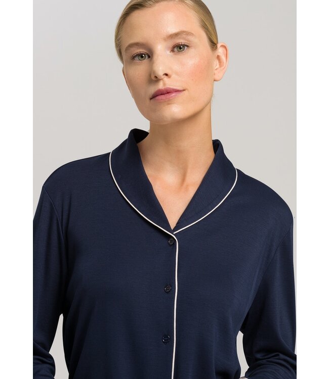 Hanro Natural Comfort Long Pajama Deep Navy (077966)