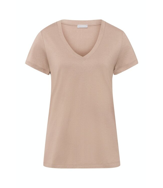 Hanro Sleep & Lounge Short Sleeve Shirt Mocha (077876)