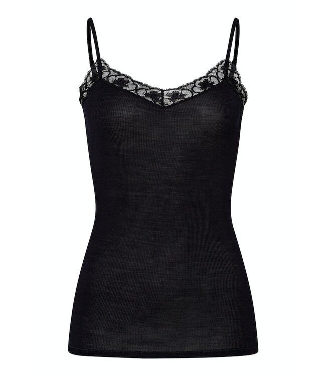 Hanro Woolen Lace Spaghetti Top Black (070970)