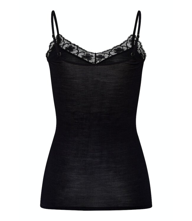 Hanro Woolen Lace Spaghetti Top Black (070970)