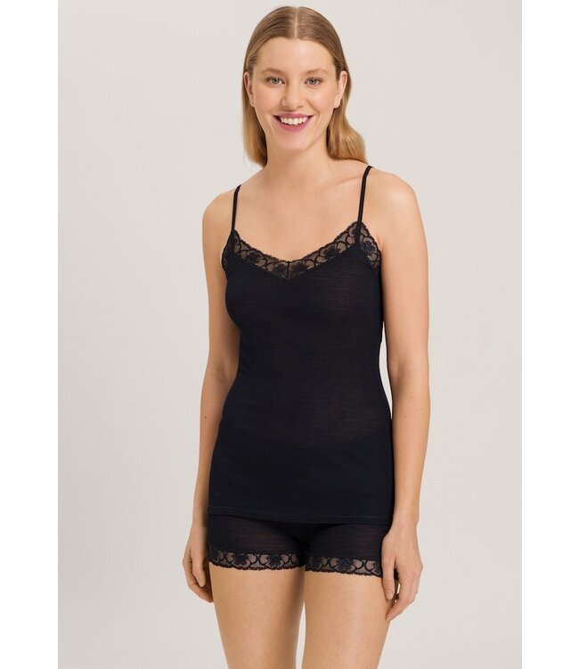 Hanro Woolen Lace Spaghetti Top Black (070970)