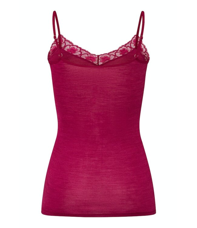 Hanro Woolen Lace Spaghetti Top Intense Garnet (070970)
