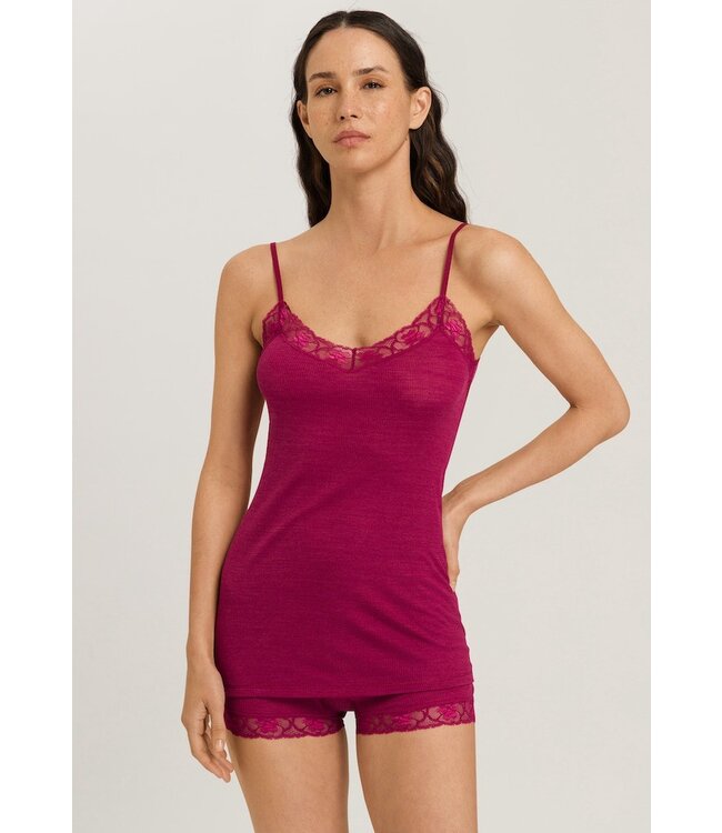 Hanro Woolen Lace Spaghetti Top Intense Garnet (070970)