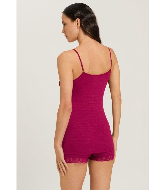 Hanro Woolen Lace Spaghetti Top Intense Garnet (070970)