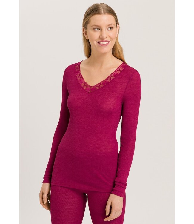 Woolen Lace Long Sleeve Shirt Intense Garnet