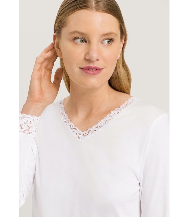 Hanro Moments Long Sleeve Pajama White (077041)