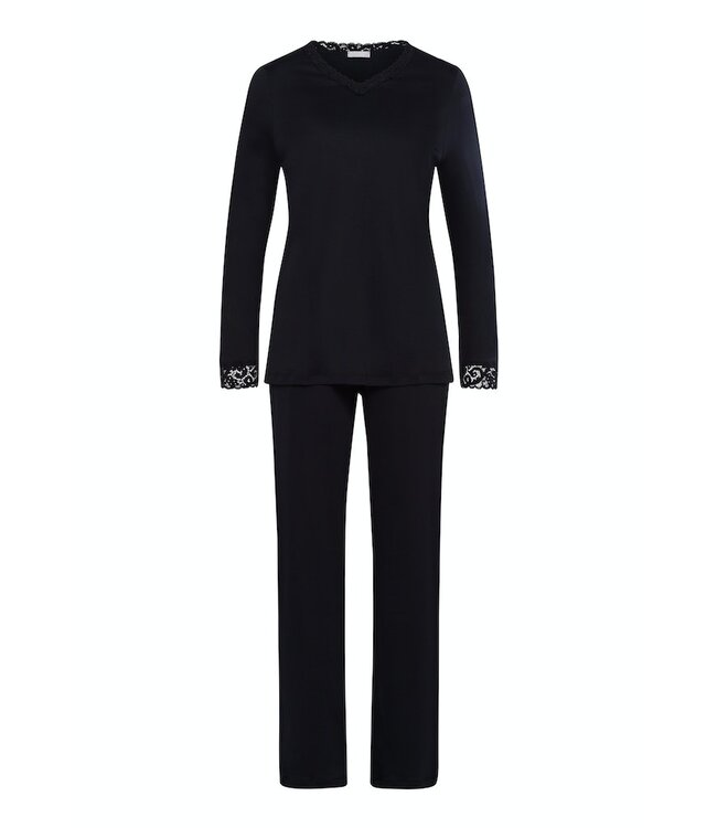Hanro Moments Long Sleeve Pajama Black (077041)