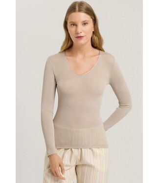 Woolen Silk Long Sleeve V-Neck Safari