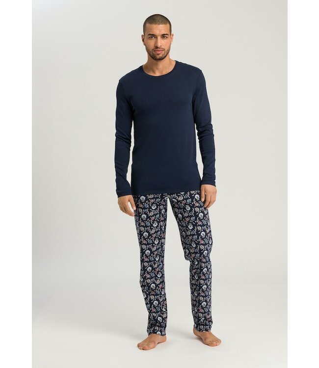 Night & Day Long Sleeve Pajama Navy Botany Print