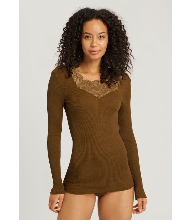 Hanro Ellis Long Sleeve Shirt Gingerbread (070966)