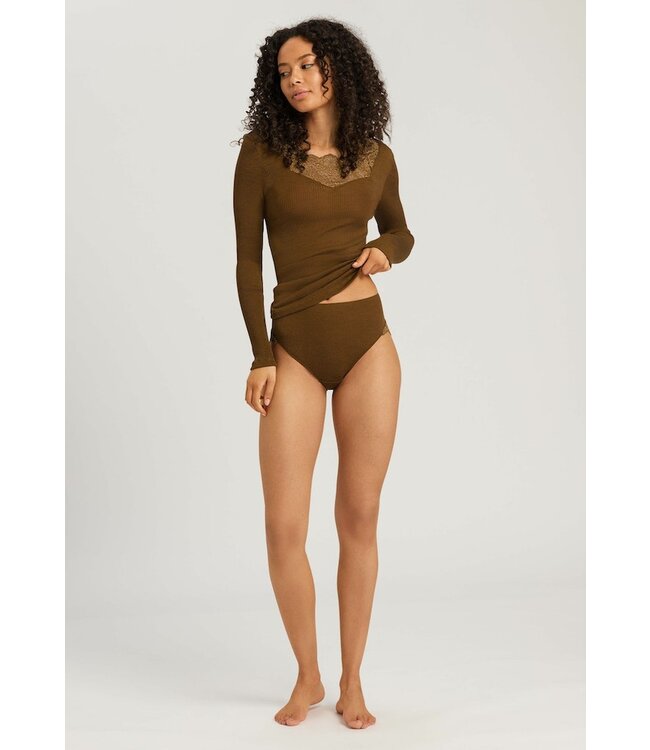 Hanro Ellis Long Sleeve Shirt Gingerbread (070966)