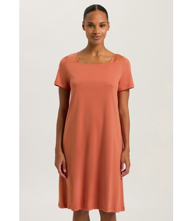 Hanro Emma Short Sleeve Nightdress Apricot Brandy