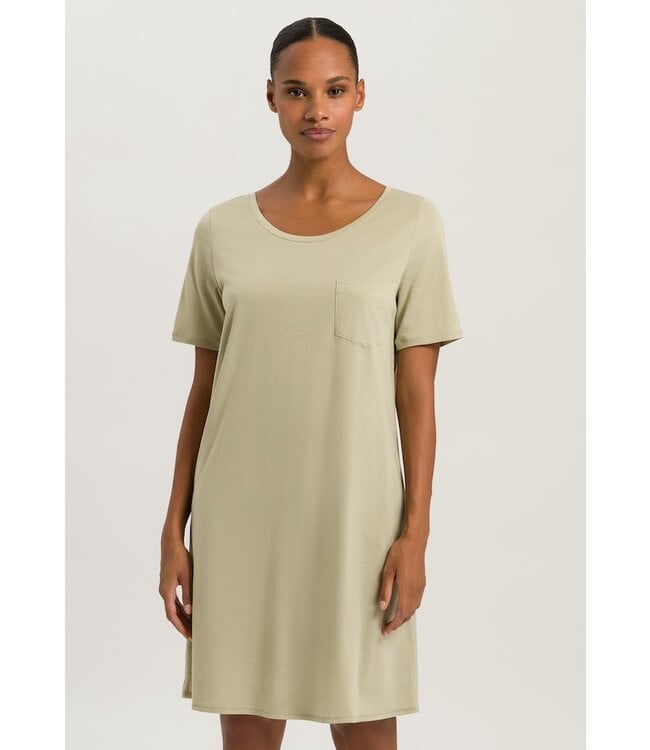 Hanro Cotton Deluxe Short Sleeve Nightdress Moss Green