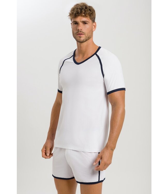 Hanro Pierre Short Sleeve Shirt V-Neck White (SALE)