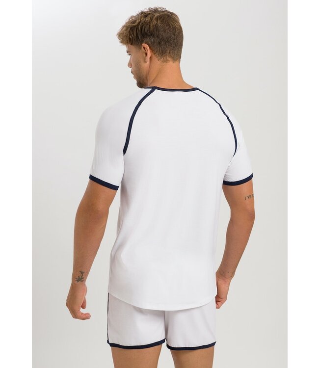 Hanro Pierre Short Sleeve Shirt V-Neck White (073213)