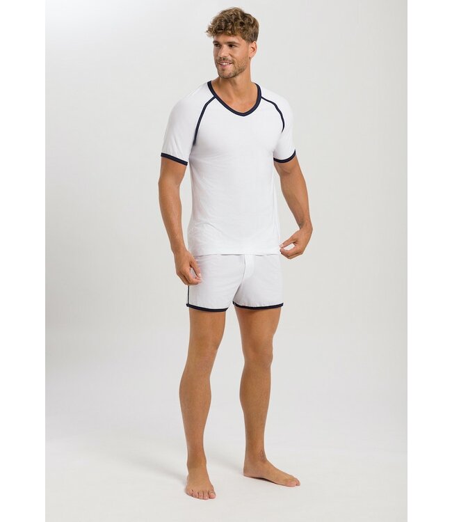 Hanro Pierre Short Sleeve Shirt V-Neck White (073213)