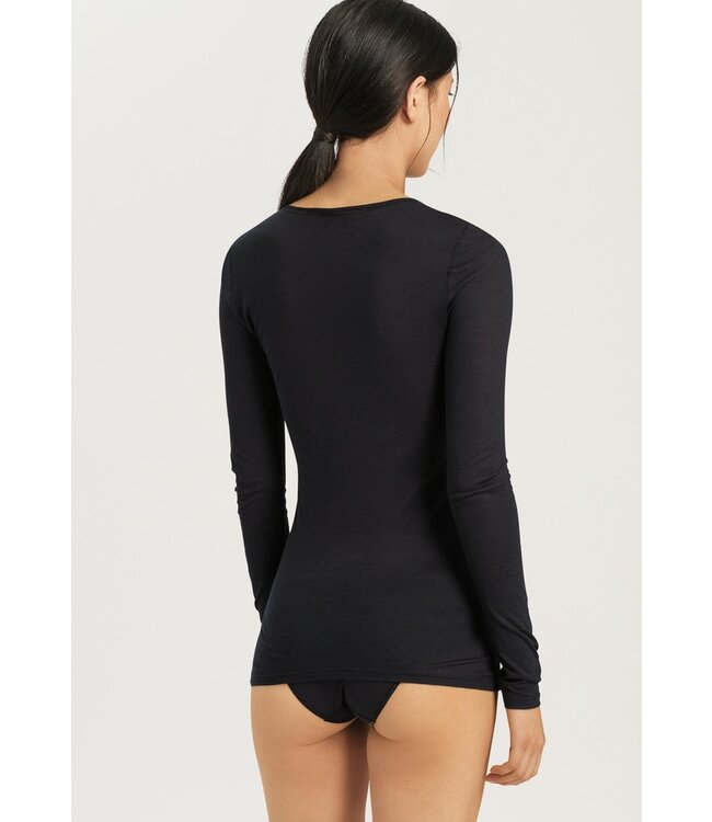 Hanro Ultralight Long Sleeve Shirt Black (071829/071347)