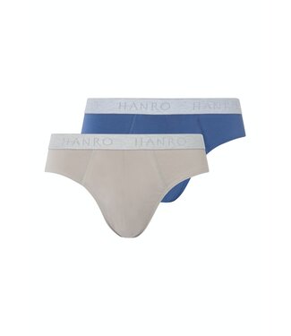 Hanro Cotton Essentials Briefs 2-Pack Slate Blue/Mid Grey