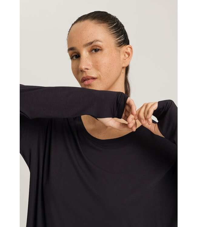 Hanro Yoga Long Sleeve Shirt Black Beauty (078796)